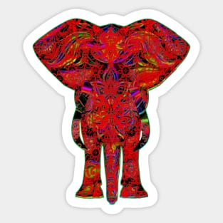 Rainbow Red Elephant on Green V.2 Sticker